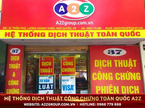 Hệ thống dịch thuật công chứng toàn quốc A2Z