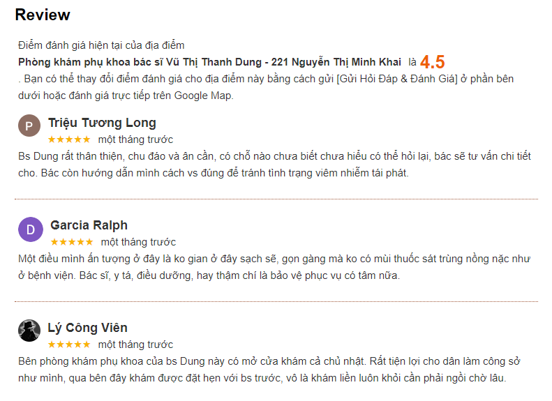 Khám phụ khoa nữ ở đâu tốt nhất TPHCM - Phòng khám bác sĩ Vũ Thị Thanh Dung